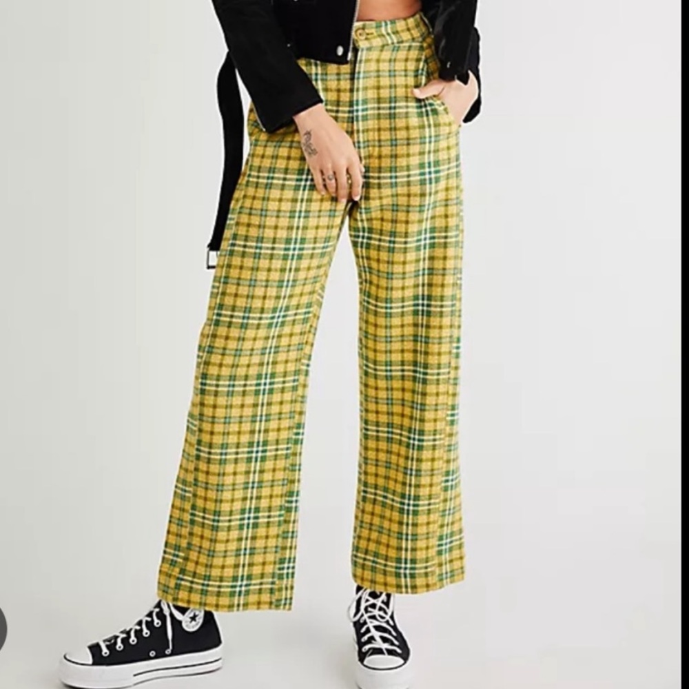 Plaid shape up trouser pants